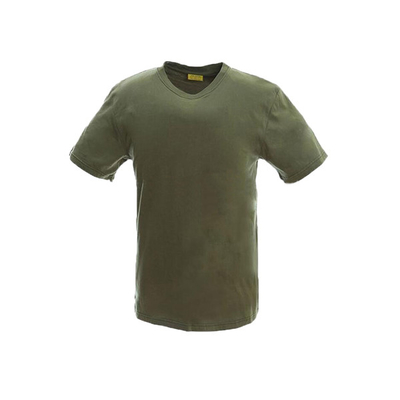 Da camisa tática verde do algodão T do desgaste do exército a camisa 100% militar do pescoço do círculo do tecido de algodão fez malha a camisa dos homens