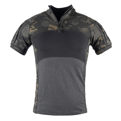 Camisa de rã Manga curta Desporto ao ar livre Acampamento Camisa tática Manga curta com bolsos no braço