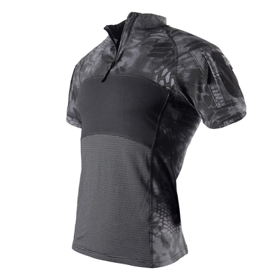 Camisa de rã Manga curta Desporto ao ar livre Acampamento Camisa tática Manga curta com bolsos no braço
