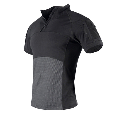 Camisa de rã Manga curta Desporto ao ar livre Acampamento Camisa tática Manga curta com bolsos no braço