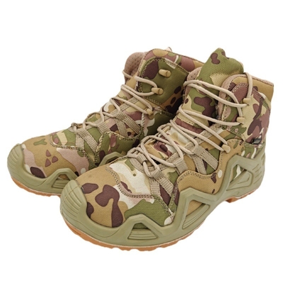 Botas táticas de combate absorvedoras de choque de couro durável de salto plano de tornozelo