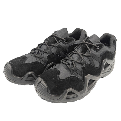 Botas táticas de combate absorvedoras de choque de couro durável de salto plano de tornozelo