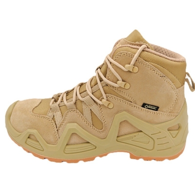 Botas táticas de combate absorvedoras de choque de couro durável de salto plano de tornozelo