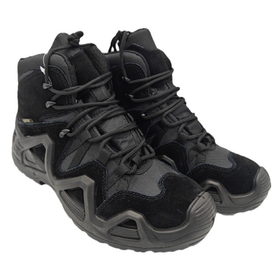 Botas táticas de combate absorvedoras de choque de couro durável de salto plano de tornozelo