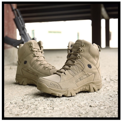 Botas de montanhismo de alto topo de venda por grosso Botas táticas castanhas para homens Botas de treino à prova d'água antiderrapante