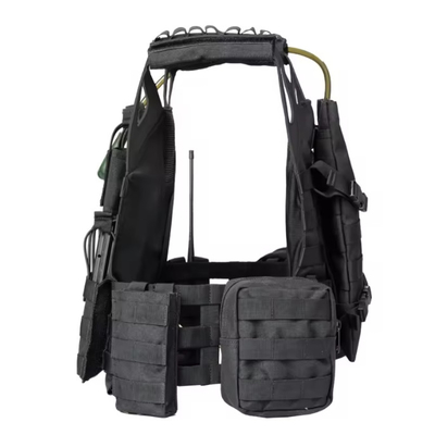 Tactico Couro Negro ombreira Molle Bolsas Plate Transportador Treinamento Colete tático com saco de água