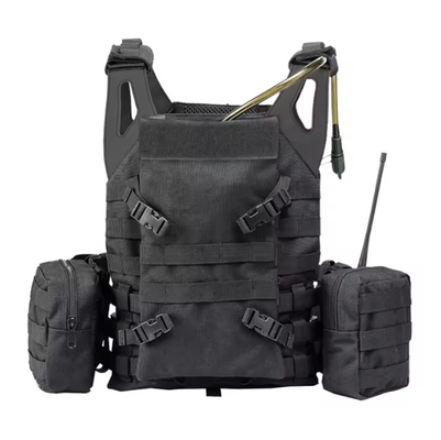 Tactico Couro Negro ombreira Molle Bolsas Plate Transportador Treinamento Colete tático com saco de água
