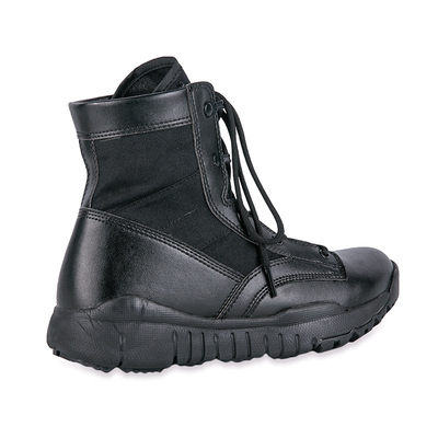 Botas táticas de meio calcanhar com encaixe de couro impermeável fechamento / revestimento de algodão