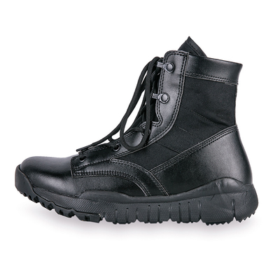 Botas táticas de meio calcanhar com encaixe de couro impermeável fechamento / revestimento de algodão