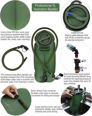 Mochila Molle Táctica 3L Para Ciclismo Caminhada Corrida Montanismo Saco de armazenamento de água