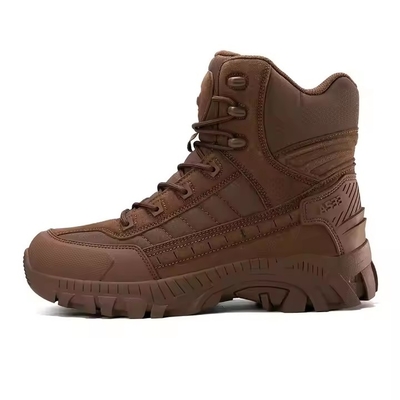 Botas de couro respiráveis para caminhadas ao ar livre Homens Botas de estilo camuflagem de segurança para treinamento de combate e esportes ao ar livre