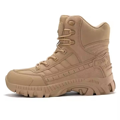 Botas de couro respiráveis para caminhadas ao ar livre Homens Botas de estilo camuflagem de segurança para treinamento de combate e esportes ao ar livre