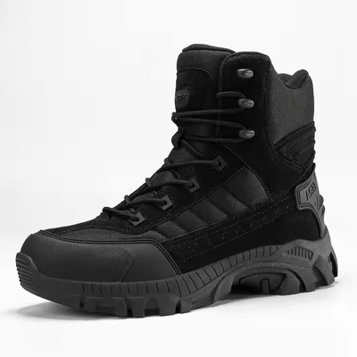 Botas de couro respiráveis para caminhadas ao ar livre Homens Botas de estilo camuflagem de segurança para treinamento de combate e esportes ao ar livre