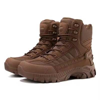 Botas de couro respiráveis para caminhadas ao ar livre Homens Botas de estilo camuflagem de segurança para treinamento de combate e esportes ao ar livre