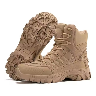 Botas de couro respiráveis para caminhadas ao ar livre Homens Botas de estilo camuflagem de segurança para treinamento de combate e esportes ao ar livre