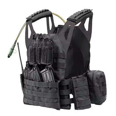 Couro preto ombreira Molle bolsas de placa transportador treino colete tático com saco de água