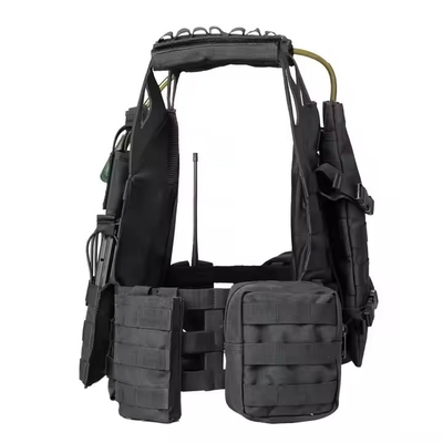 Couro preto ombreira Molle bolsas de placa transportador treino colete tático com saco de água