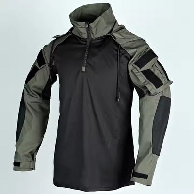 Camouflagem Traje Táctico de Proteção com Capuz Camiseta e Calças de Capoeira