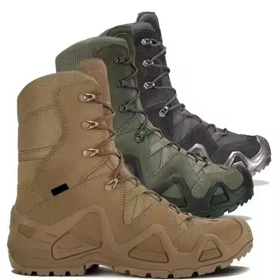 Fábrica a retalho High-Top Couro Marrom Desportos ao ar livre Sobrevivência Deserto Segurança Botas de Combate Táctico