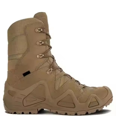 Fábrica a retalho High-Top Couro Marrom Desportos ao ar livre Sobrevivência Deserto Segurança Botas de Combate Táctico